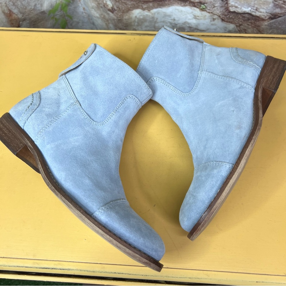 ILSE JACOBSEN Cloudy Blue Suede Leather Back Zip Ankle Boots, 37 - Picture 12 of 16